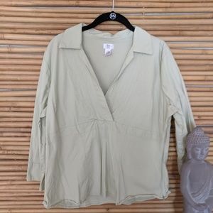 GH Bass & Co Sage Green Stretch 3/4 length sleeve